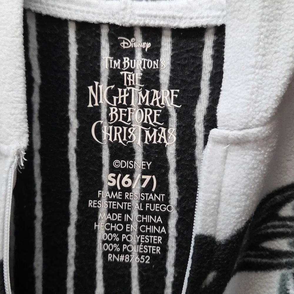 Nightmare Before‎ Christmas Jack Kid's Small 6/7Hooded Union Suit Pajama Costume - Picture 5 of 6